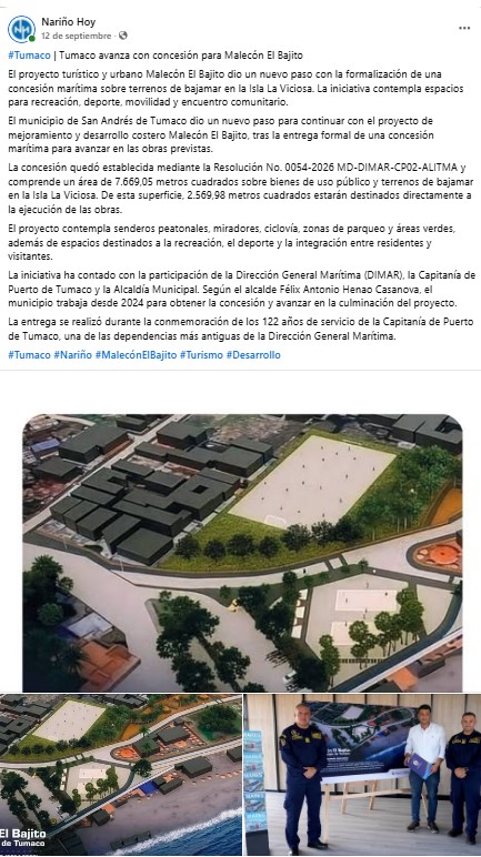 Concesión para el Malecón El Bajito en Terrenos de Bajamar de Tumaco